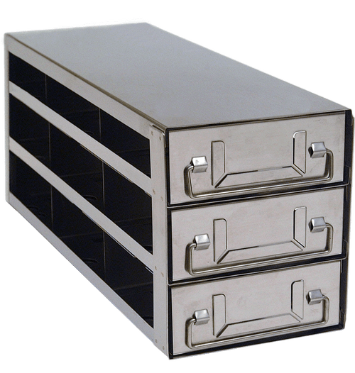 stainless steel laboratory freezer drawer rack for 2 inch cryo boxes 