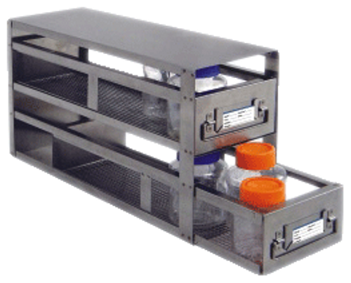 [FR-A-BOT2DRW-L] stainless steel laboratory freezer rack drawer for storage bottles 2 drawers long 