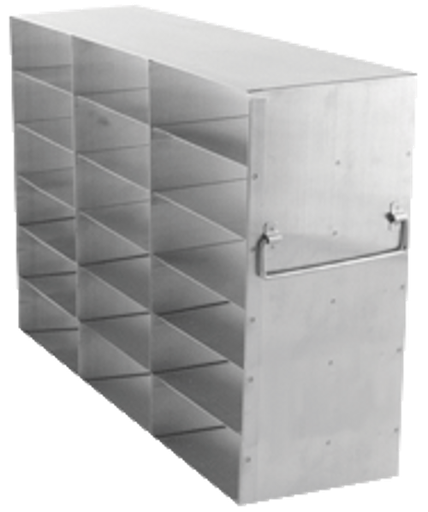 [A-FR-2-18] stainless steel laboratory freezer rack for 2 inch cryo boxes three boxes deep by six boxes high